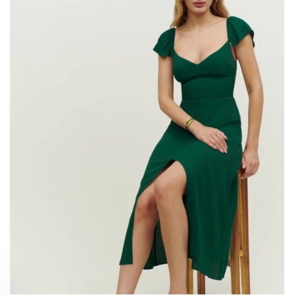 Reformation Baxley Midi Dress in Emerald Green 12